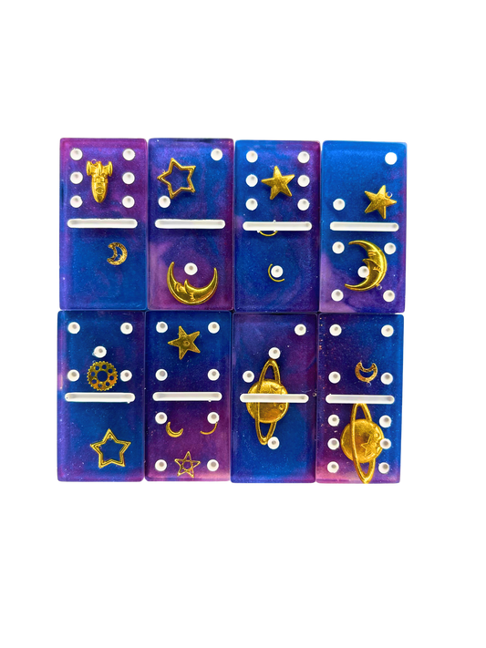 Blue space mini dominoes set