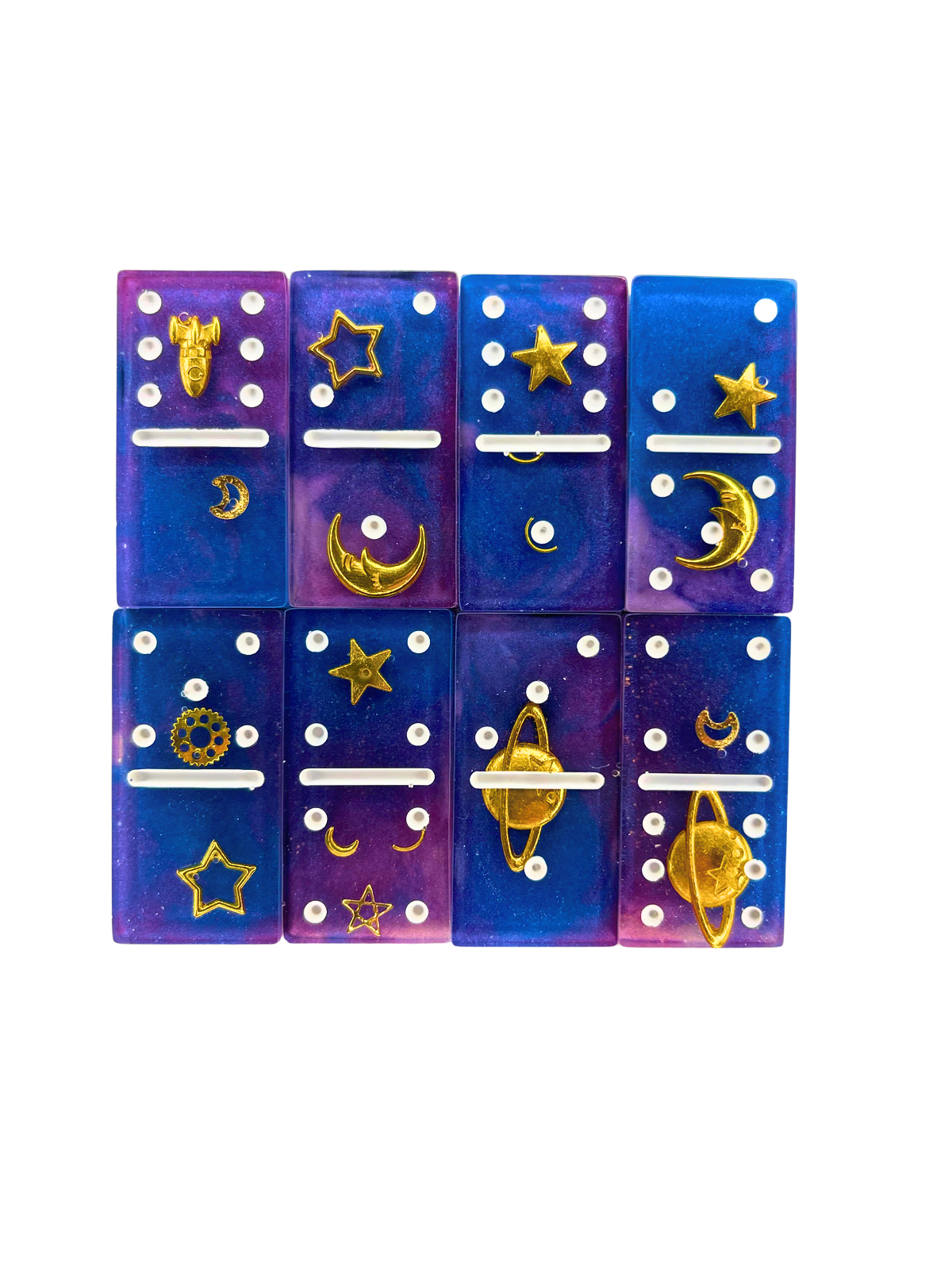 Blue space mini dominoes set