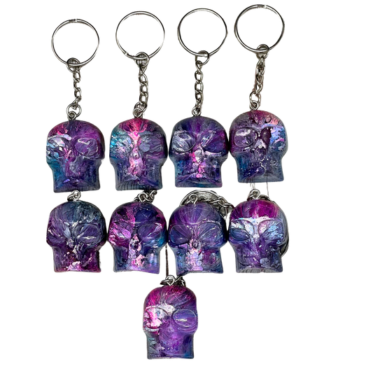 Galaxy skull keychain