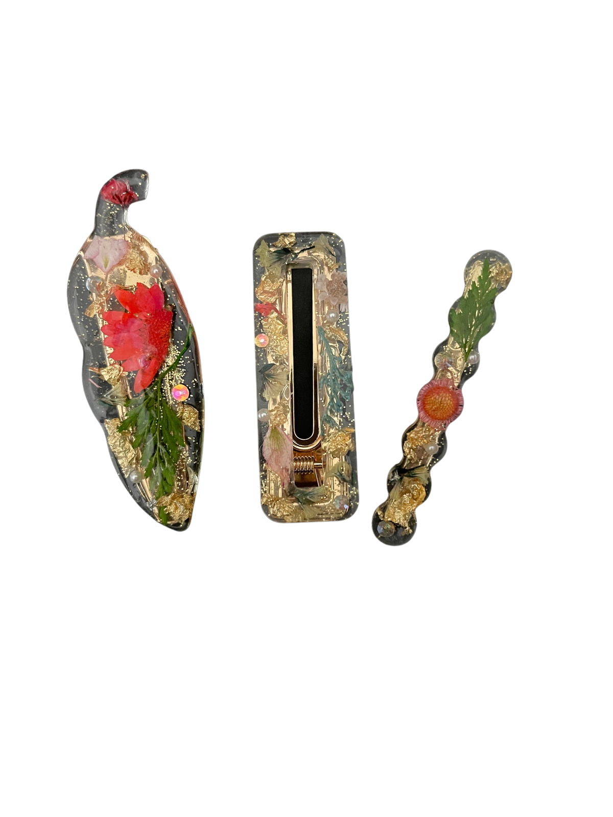 Dried flowers hair clips